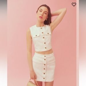 Reformation Cher Two Piece Denim Set - white size 4